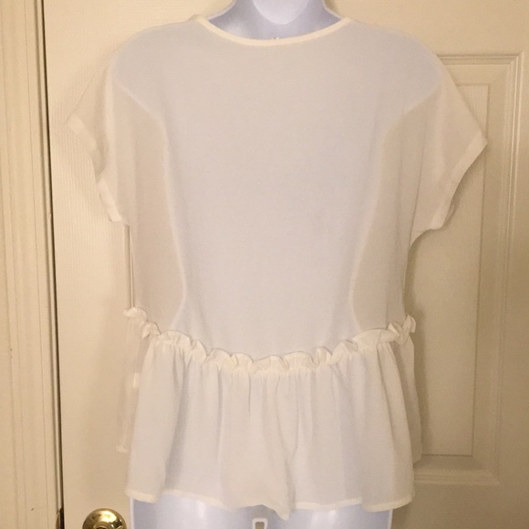 NWOT Floral white peplum top - Picture 8 of 8